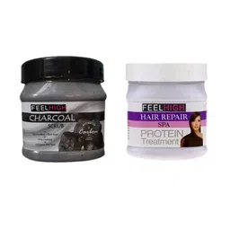 FEELHIGH Set Of Charcoal Scrub & Hair Spa Cream - 500ml Each-8