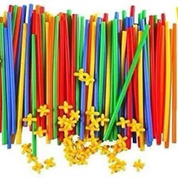 rvm toys Pack of 100 Pcs Magic Straw Building Blocks Pipe Colorful Plastic Building Straws Puzzle and Connectors Innovative Shapes and Designs Can Be Made For Kids image 2