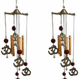 Combo Of Om Rudraksha Wind chime Pack Of (2) For Good Luck Brass Windchime-8
