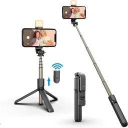 GameSir Portable Selfie Stick Tripod with Remote, Multifunctional with led light Bluetooth Selfie Stick-27