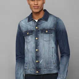 Allen Solly Sport Men Blue Washed Denim Jacket-image-3