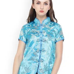 Exotic India Women Floral Crop Open Front Jacket with Embroidered-picture-37