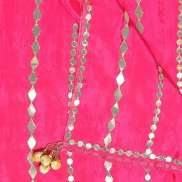 Dupatta Bazaar Fuchsia & Gold-Coloured Embroidered Dupatta with Gotta Patti image 2