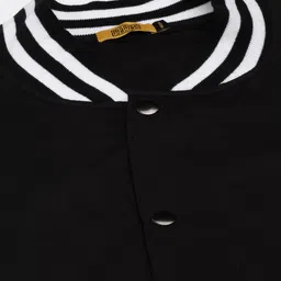 Maniac Men Black & Grey Colourblocked Varsity Jacket Button Down With Embroidered image 2