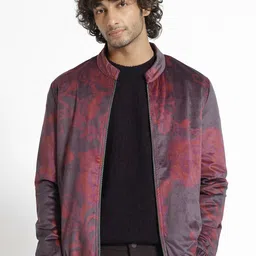 RARE RABBIT Men Dalia Tailored Fit Floral Printed Mandarin Jacket-image-48