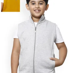 IndiWeaves Boys Pack of 2 Mock Collar Lightweight Fleece Open Front Jacket-picture-14