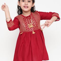 BAESD Girls Sequinned Embellished Tie-Up Neck Peplum Top-35