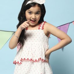 Biba Girls Self Design Shoulder Strap Layered Top-picture-16