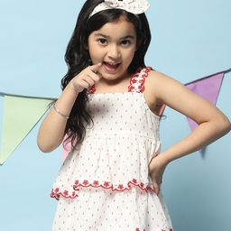 Biba Printed Shoulder Strap Tiered Cotton Top-image-33