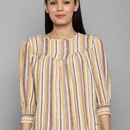Allen Solly Woman Multicoloured Striped Linen Top-image-22