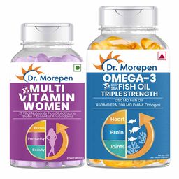 Dr. Morepen Multivitamin Women 60 Tablets & Omega-3 Triple Strength Fish Oil Combo,  60 softgels  Unflavoured -17