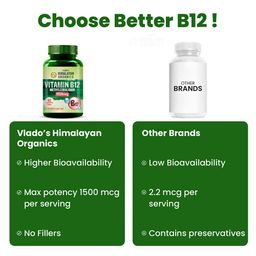 Vlado's Himalayan Organics Methylcobalamin Vitamin B12 1500mcg, 60 tablet(s) Unflavoured image 4