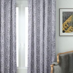 HOUZZCODE Grey & Black Printed Black Out Window Curtain image 1