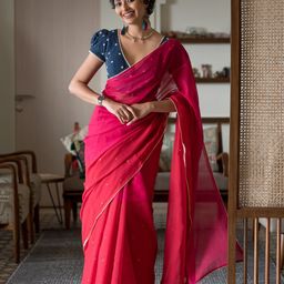 Suta Pink Ombre Sequinned Pure Cotton Saree-54