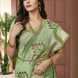 KAVINDI Ethnic Motifs Embroidered Saree-image-65