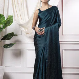 Mitera Teal Blue Embellished Sequinned Saree-picture-55