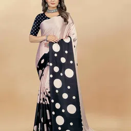 VEDANT VASTRAM Polka Dot Printed Satin Saree-picture-14