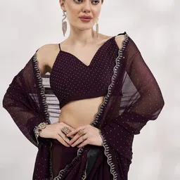 Kalista Embellished Beads and Stones Pure Chiffon Saree-picture-49