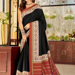 Anouk Ethnic Motifs Printed Border Art Silk Tussar Saree-picture-13