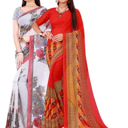KALINI Women Red & White Pure Georgette Saree-picture-29