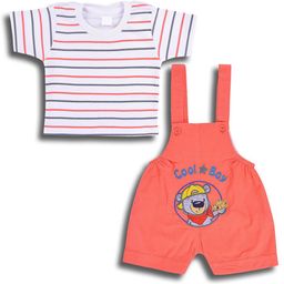 Wish Karo Boys Striped T-shirt With Dungaree Set-image-3