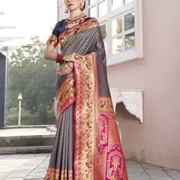 Anouk Ethnic Motifs Woven Design Zari  Kanjeevaram Saree-picture-58