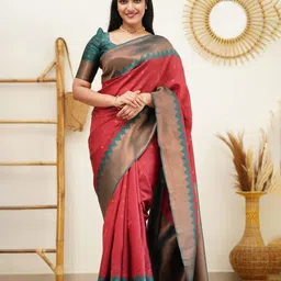 KALINI Polka Dot Zari Kanjeevaram Saree-image-5