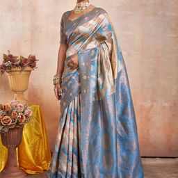 KALINI Leheriya Zari Woven Design Heavy Work Leheriya Saree-image-3