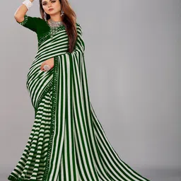 limtd Striped Sequinned Pure Georgette Leheriya Saree-picture-40