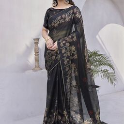 KALINI Floral Printed Zari Saree-image-88