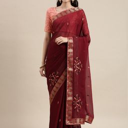 KALINI Floral Embroidered Zari Saree-image-75