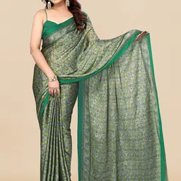 KALINI Floral Printed Poly Chiffon Saree-image-36