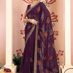 KALINI Women Ethnic Motifs Woven Design Pure Georgette Saree-image-37