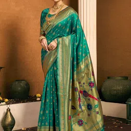 KALINI Woven Design Zari Silk Blend Paithani Saree-image-17