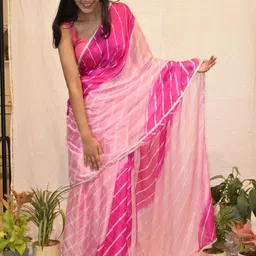 PRETTY PALLU Striped Embellished Border Saree-image-46