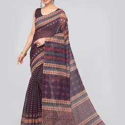 MIRCHI FASHION Ajrak Block Printed Saree-18
