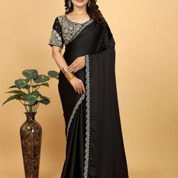 K 5 Fashion Embroidered Satin Saree-image-82