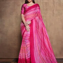 Mitera Striped Sequinned Pure Chiffon Saree-picture-21