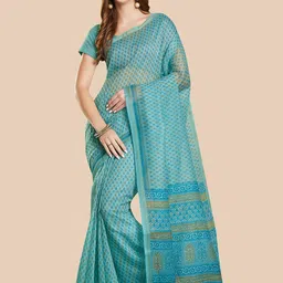 Rani Saahiba Ethnic Motifs Zari Block Print Saree-picture-40