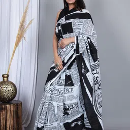 JAIPURI BLOCK PRINT Abstract Printed Pure Cotton Saree-93