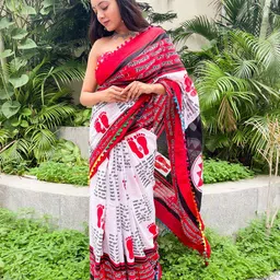 Sanganeri Print Pure Cotton Block Print Saree-4