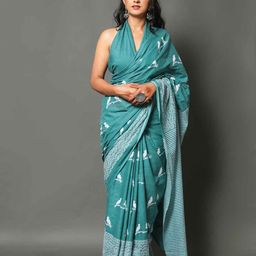 Sanganeri Print Pure Cotton Block Print Saree-image-50