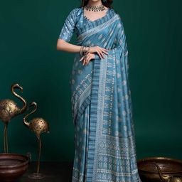 Mitera  Sambhalpuri Kalamkari Printed Silk Saree-image-8