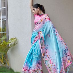 Satrani Floral Satin Saree-picture-13