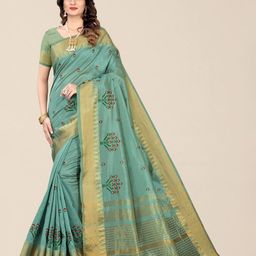 Mitera Floral Embroidered Zari Silk Cotton Mysore Silk Saree-picture-23