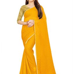 Rhey Embellished Beads & Stons Chiffon Zari Banarasi Saree-image-76