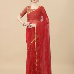 Rhey Floral Printed Zari Banarasi Saree-picture-10