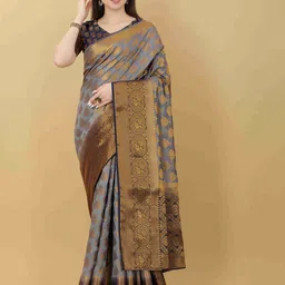 DIVASTRI Ethnic Motifs Woven Design Zari Banarasi Saree-picture-24