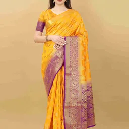 DIVASTRI Ethnic Motifs Woven Design Zari Art Silk Banarasi Saree-picture-17