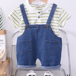 INCLUD Boys Striped Dungaree & Tshirt-28